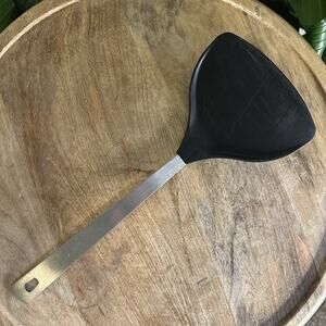 AMCO Nylon Wide Blade Stainless Steel Spatula Silver/Black Cookware #8068